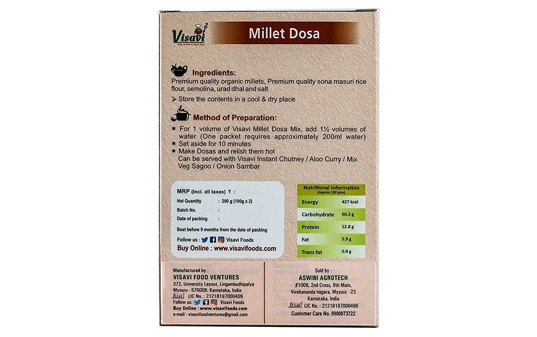 Visavi Millet Dosa    Box  200 grams